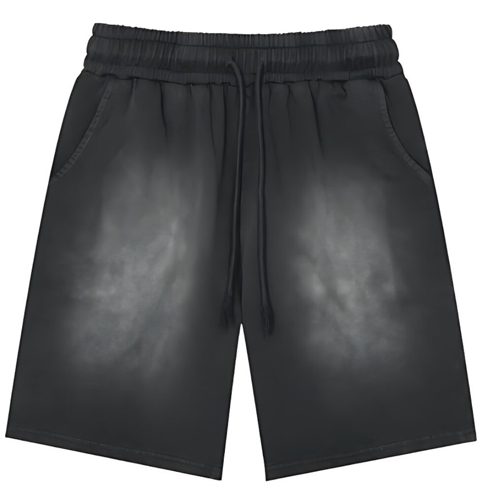Rectangle Patch Monkey Washed Shorts